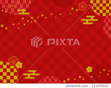 紅色日式背景_向量插畫 紅色日式背景_向量插畫 121070502