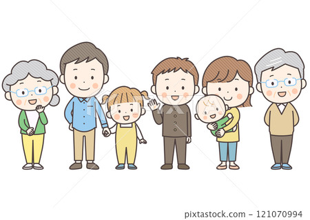 Vector illustration of families of various ages Vector illustration of families of various ages 121070994