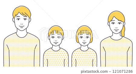 Family of parents and two children Yellow 121071286