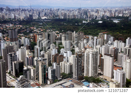 Aerial view of Sao Paulo cityscape, Brazil 121071287