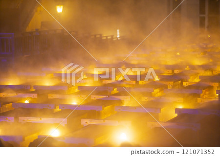 群馬縣草津町草津溫泉湯畑風景 121071352