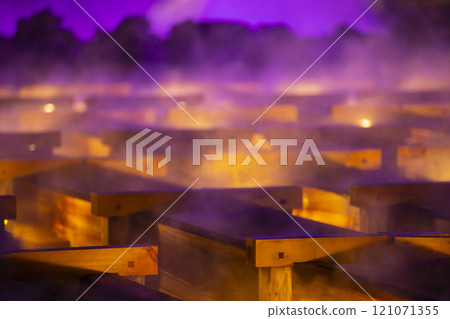 群馬縣草津町草津溫泉湯畑風景 121071355