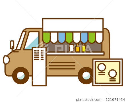 簡單可愛的廚房車插畫 簡單可愛的廚房車插畫 121071434