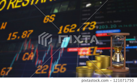 The Sand clock and coins for Business concept 3d rendering. 121071750