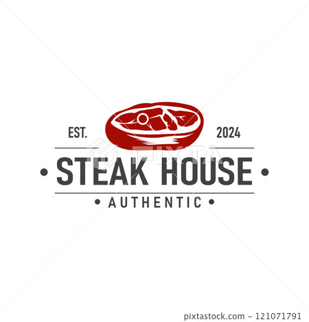 Vintage barbecue grill illustration template fresh meat logo design 121071791