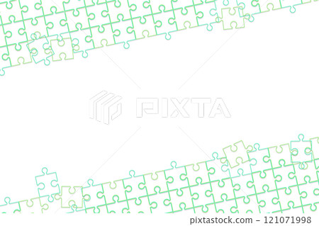 A design of wireframes in the shape of a light green puzzle connected diagonally up and down 121071998
