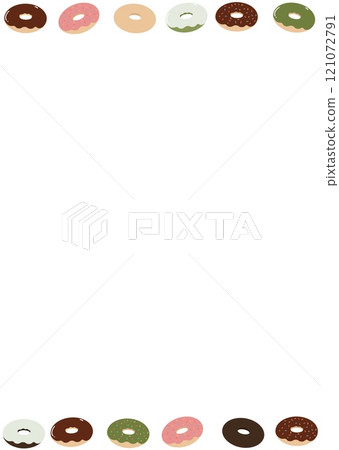 Hand-drawn frame of colorful donuts 121072791