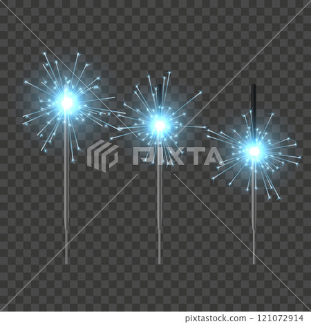 Bright Sparkler Fireworks New Year Christmas Vector 121072914