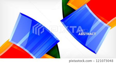 Vector abstract color geometric shapes. Illustration For Wallpaper, Banner, Background, Card, Book Illustration, landing page 121073048