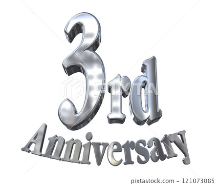 3DCG letters "3rd Anniversary/3rd Anniversary Mark Sparkle" Silver, Silver 121073085
