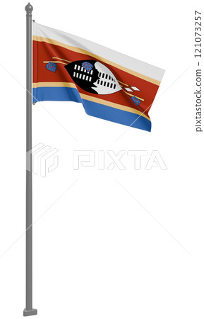3D illustration of the fluttering flag of the Kingdom of Swaziland (front view) 121073257