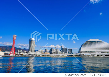 Kobe Port Tower and cityscape, Kobe, Hyogo Prefecture 121073305