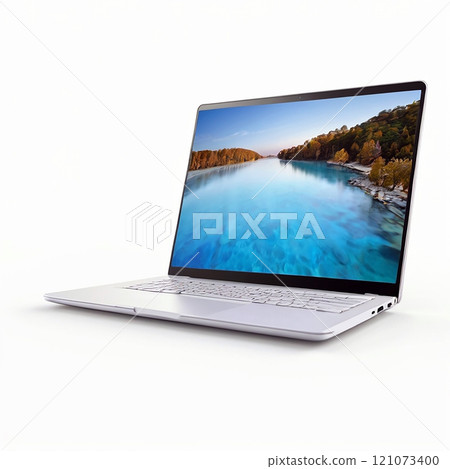 Modern Laptop Isolated on White Background Generative AI illustration Modern Laptop Isolated on White Background Generative AI illustration 121073400
