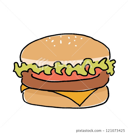 漢堡插畫，漢堡，漢堡含卡路里 121073425