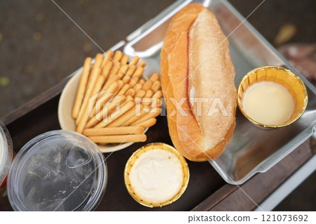 Vietnamese bread with milk 121073692