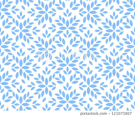 Flower geometric pattern. Seamless vector background. White and blue ornament Flower geometric pattern. Seamless vector background. White and blue ornament 121073807