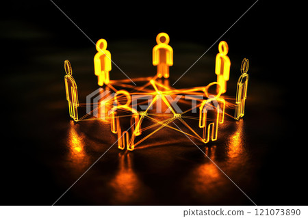 Social network connection of people with a large group on abstract background. 121073890