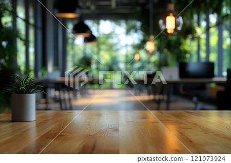 Abstract blurred office interior room. blurry working space with defocused effect. use for background or backdrop in business concept 121073924