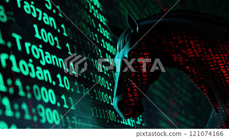 trojan horse malware, cyber attack concept. ai generative 121074166