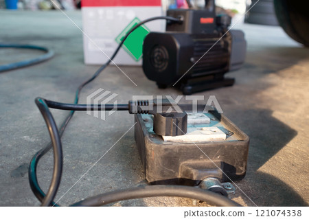 plug and portable socket in work area plug and portable socket in work area 121074338