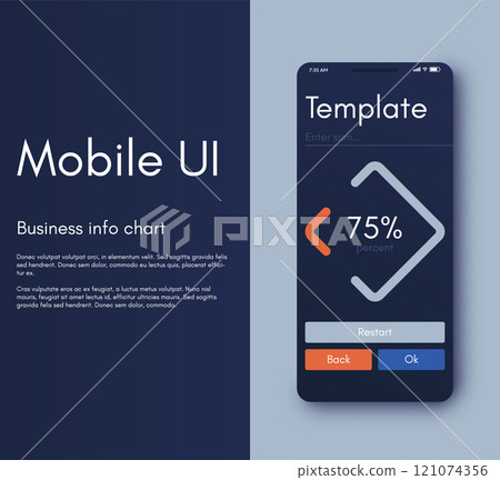 Vector graphics infographics with mobile phone. Template for creating mobile applications, workflow layout, diagram, banner, web design, business reports 121074356