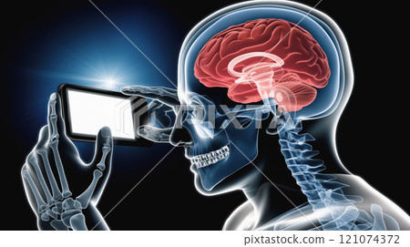 "Visual representation of brain fatigue caused by prolonged smartphone use." 121074372