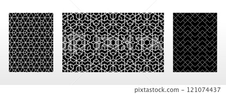Geometric set of seamless black and white patterns. Simple vector graphics. Geometric set of seamless black and white patterns. Simple vector graphics. 121074437