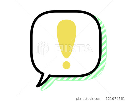 Yellow caution speech bubble icon, simple, green stripes Yellow caution speech bubble icon, simple, green stripes 121074561