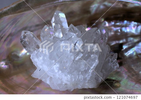 Power Stone: Quartz cluster in a shell Power Stone: Quartz cluster in a shell 121074697
