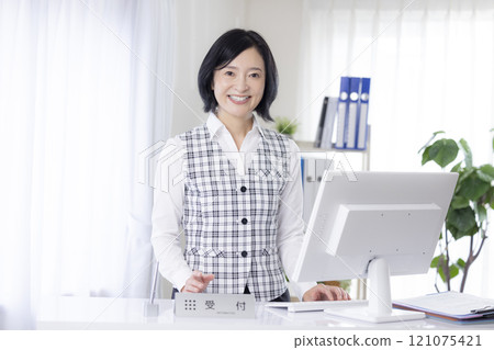 Medical reception staff in uniform 121075421