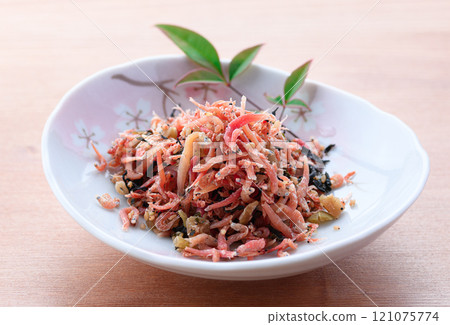 Plum Chirimen (Chirimen-jiko with plum) 121075774