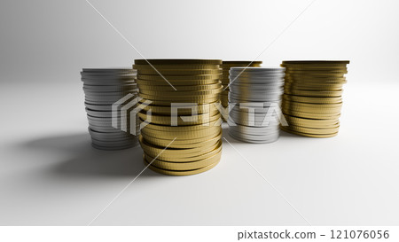 Stacks of coins 121076056