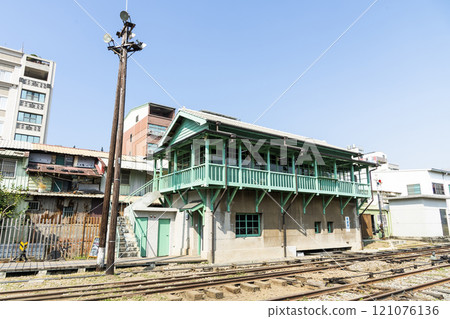 Building view of the former Kaohsiung Port Station North Signal Box in Kaohsiung, Taiwan. Building view of the former Kaohsiung Port Station North Signal Box in Kaohsiung, Taiwan. 121076136