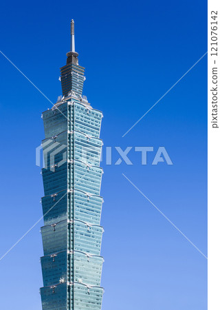 Close-up of Taipei 101 skyscraper in Taipei, Taiwan, the tallest building in Taiwan. 121076142
