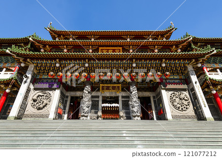 Building view of the Sunfong (Sanfeng) Temple in Kaohsiung, Taiwan, enshrined to the Neza (also known as Marshal of the Central Altar). 121077212