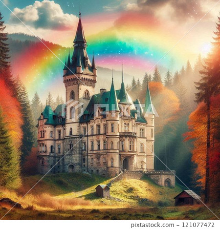 彩虹和美麗的城堡 121077472