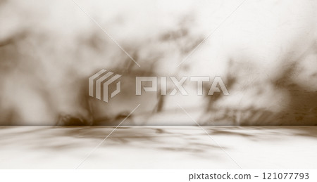 Brown Studio Room Background, Beige Table Product Cosmetic Summer Backdrop, Empty Cream Coffee Color Floor Wall Space Kitchen Minimal, Abstract Overlay Sunlight Shadow Stage Mockup Podium, Texture Bar 121077793