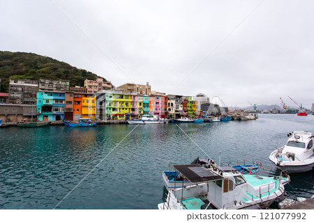 Keelung, a port city in northern Taiwan. A colorful fishing port known as the Venice of Taiwan. 121077992