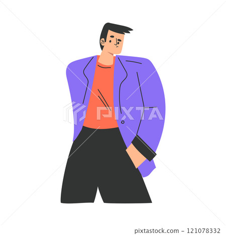 Serious Man Character with Gesture and Face Expression Vector Illustration 121078332