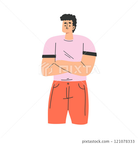 Serious Man Character with Gesture and Face Expression Vector Illustration 121078333