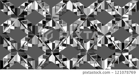 Abstract black and white 3d geometric seamless pattern background. Optical illusion 3d shapes. Vector 10 EPS illustration. Abstract black and white 3d geometric seamless pattern background. Optical illusion 3d shapes. Vector 10 EPS illustration. 121078769