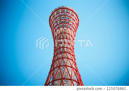 Blue sky and Kobe Port Tower, Kobe City, Hyogo Prefecture Blue sky and Kobe Port Tower, Kobe City, Hyogo Prefecture 121078862