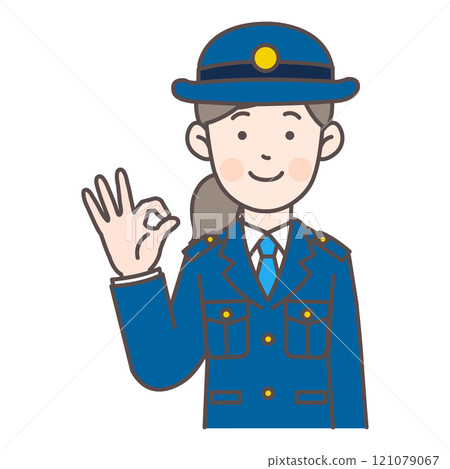 Illustration of a policewoman giving an OK sign Illustration of a policewoman giving an OK sign 121079067