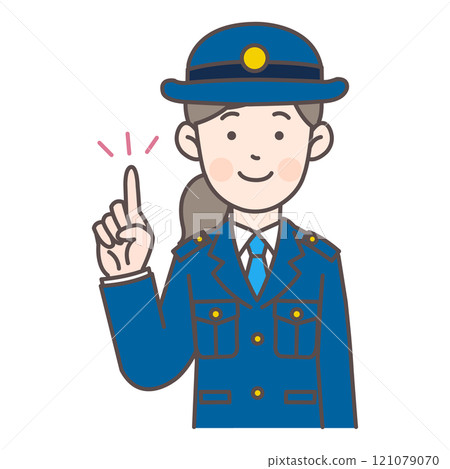 Upper body illustration of a policewoman pointing 121079070