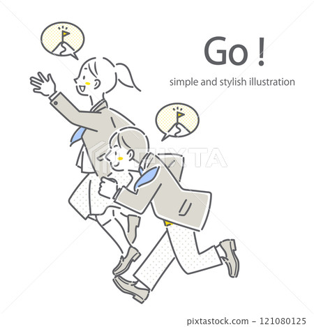 A high school student taking an exam with confidence - simple and stylish line drawing illustration 121080125