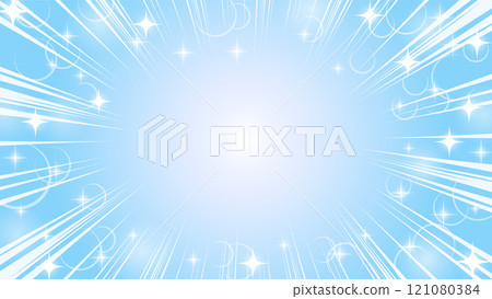 Sparkling light blue radiation background illustration 121080384