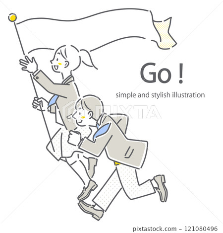 A high school student taking an exam with confidence - simple and stylish line drawing illustration 121080496