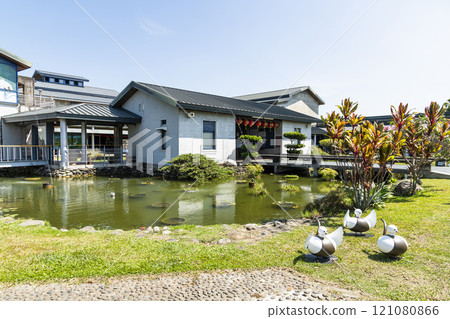 The architectural landscape of Meinong Hakka Cultural Museum in Kaohsiung, Taiwan. It is one of the famous attractions in Kaohsiung. 121080866