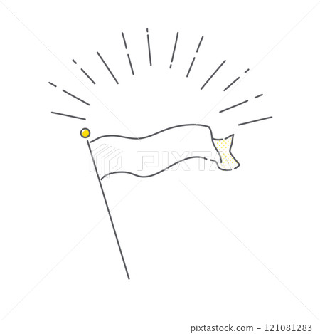 A set of horizontal flags and decorations - simple and stylish line drawing illustrations 121081283