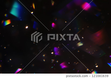 Abstract Rainbow Prism Light Reflections on Dark Background 121081639